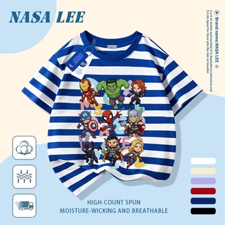 【จัดส่งวันเดียวกัน】เสื้อแขนสั้นผ้าฝ้ายแท้สีขาวสำหรับเด็ก ลาย NASA ซูเปอร์ฮีโร่และมอนสเตอร์ สุดเท่ ระบายอากาศดี เหมาะสำหรับเด็กอายุ 3-16 ปี ทั้งชายและหญิง สไตล์ลำลอง