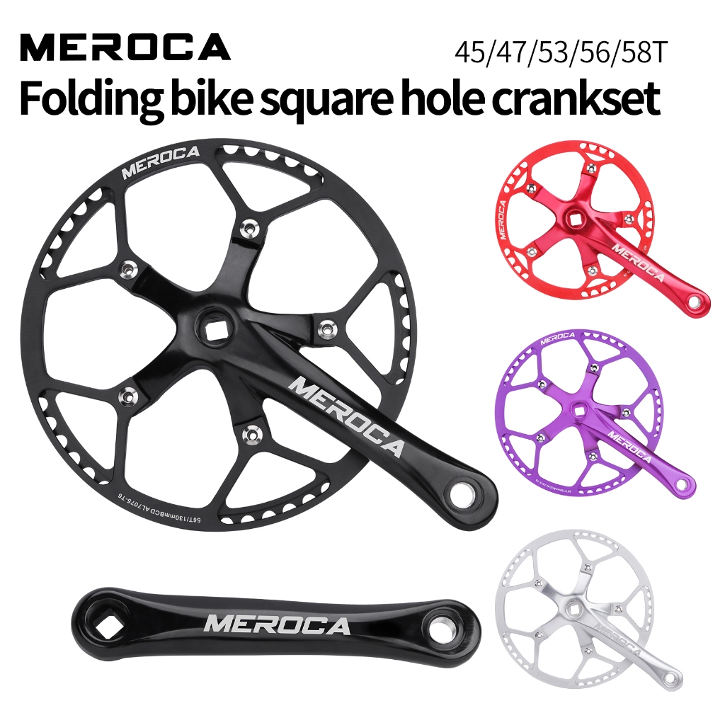 MEROCA FK เซ็ตเกียร์แบบโซ่เดียว สำหรับจักรยานพับได้ ขนาด 130BCD พร้อมฟันเฟือง 45T, 47T, 53T, 56T, และ 58T แบบ Square Taper