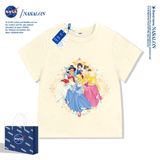 NASA เสื้อยืดเด็กแขนสั้น ผ้า cotton 100% เสื้อเด็กผู้หญิง เจ้าหญิงเบลล์ ลายการ์ตูนเงือก นุ่มสบาย ระบายอากาศดี