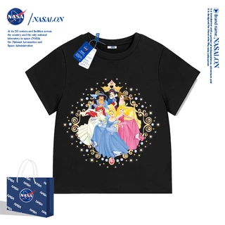 NASA เสื้อยืดเด็กแขนสั้น ผ้า cotton 100% เสื้อเด็กผู้หญิง เจ้าหญิงเบลล์ ลายการ์ตูนเงือก นุ่มสบาย ระบายอากาศดี