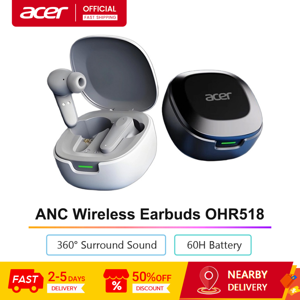 หูฟังไร้สาย Acer ANC OHR518 บลูทูธ 5.4 Dual Mode 360° หูฟังบลูทูธเสียงรอบทิศทาง