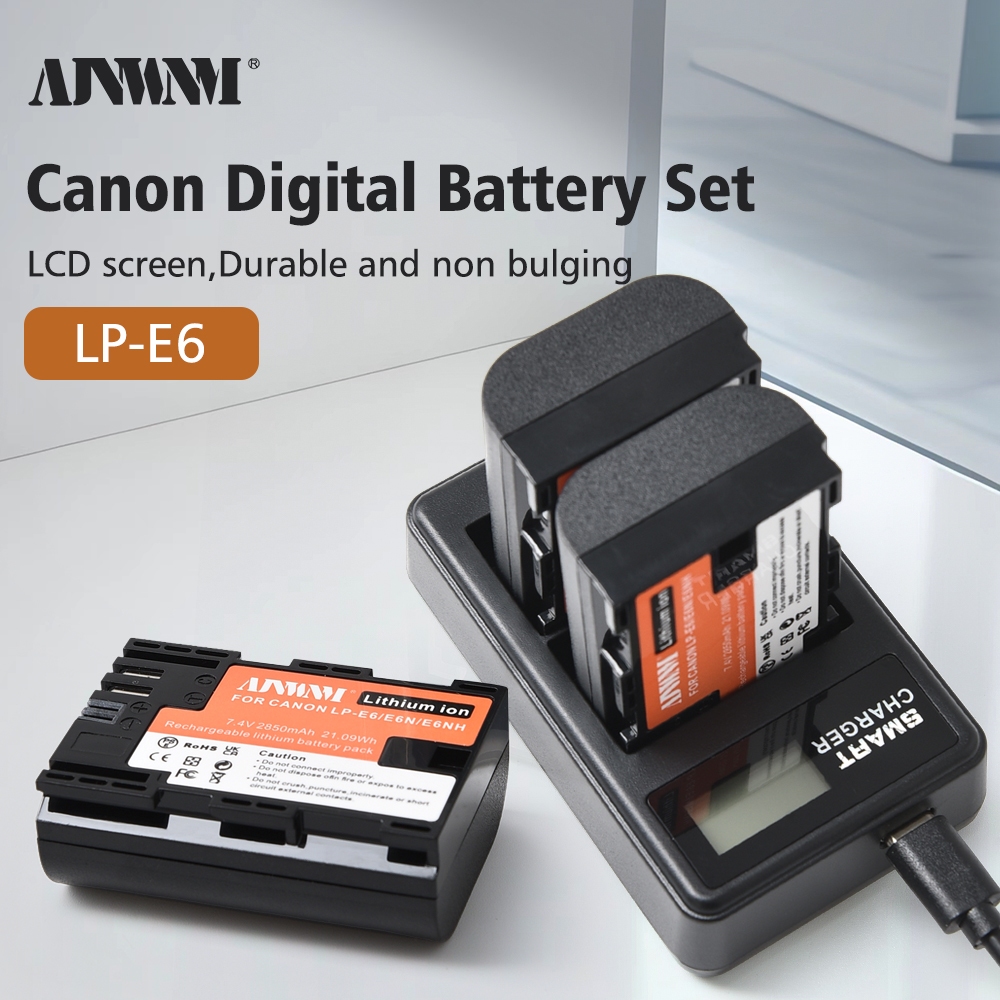 2850mAh LP E6 LPE6 LP-E6 E6N แบตเตอรี่หรือ LED Dual Charger สําหรับ Canon EOS 5DS R 5D Mark II 5D Mark III 6D 7D 70D 80D กล้อง