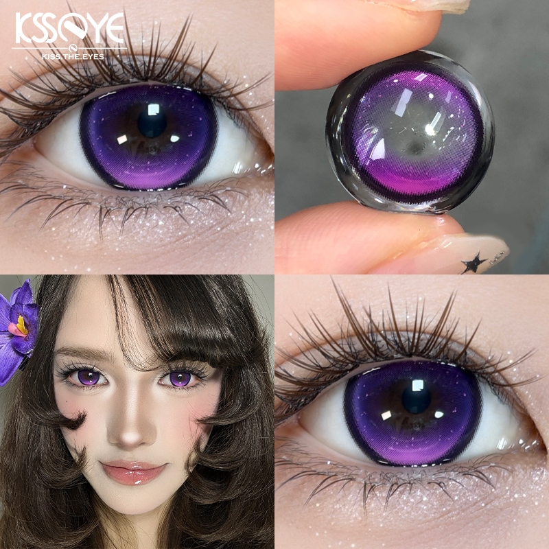 KSSEYE 2 ชิ้นสีคอนแทคเลนส์ Jelly Purple14.2 มม.คอสเพลย์เลนส์ 0 ~-8.00 Eye แต่งหน้าตกแต่งคอนแทคเลนส์