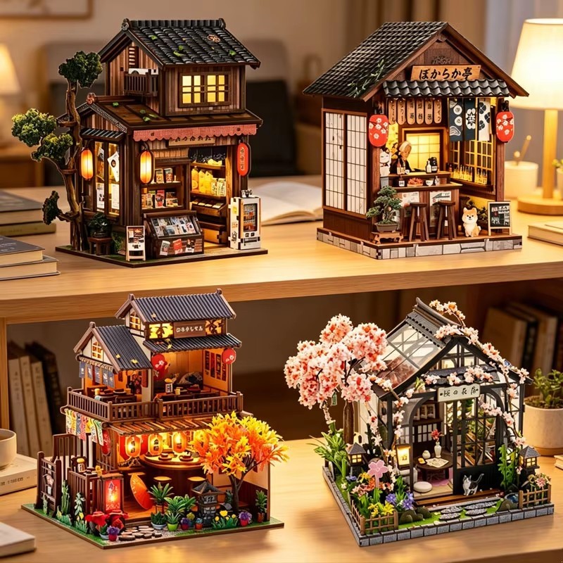 Battoom DIY Miniature Dollhouse Kit ชุด 3D ไม้ปริศนา House พร้อมไฟ LED Handmade Mini House รุ่นของเล่นสร้างสรรค์สําหรับผู้ใหญ่ของขวัญ