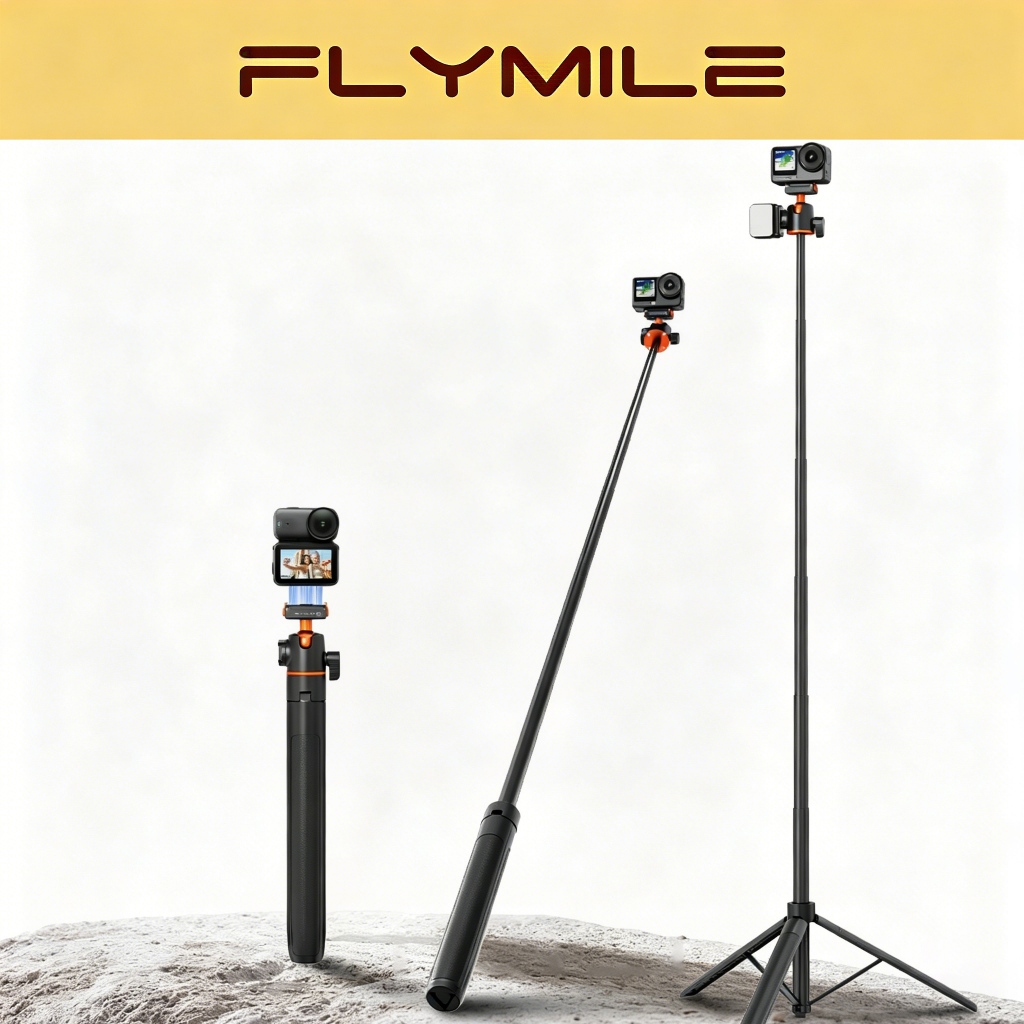 Flymile 1.4M ขาตั้งกล้อง Selfie Stick สําหรับ DJI Osmo 360 2/Action 6/Nano อุปกรณ์เสริม 2-In-1 ขยาย Rod Connector Stable ลื่นแบบพกพา 360° ขายึดแบบปรับได้สําหรับเดินทาง Vlogging