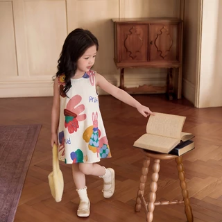 Princess Kesli ชุดเดรสเด็กผู้หญิง ลายกราฟฟิตี แขนกุด เดรสเด็ก แฟชั่นฤดูร้อน สําหรับเด็กผู้หญิง 1-12ปี