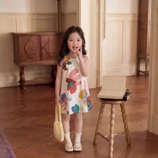 Princess Kesli ชุดเดรสเด็กผู้หญิง ลายกราฟฟิตี แขนกุด เดรสเด็ก แฟชั่นฤดูร้อน สําหรับเด็กผู้หญิง 1-12ปี