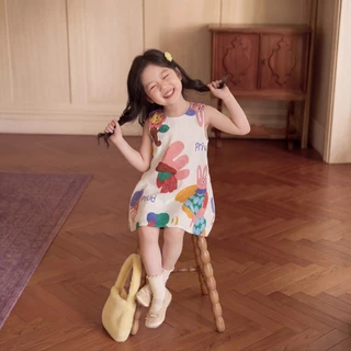 Princess Kesli ชุดเดรสเด็กผู้หญิง ลายกราฟฟิตี แขนกุด เดรสเด็ก แฟชั่นฤดูร้อน สําหรับเด็กผู้หญิง 1-12ปี