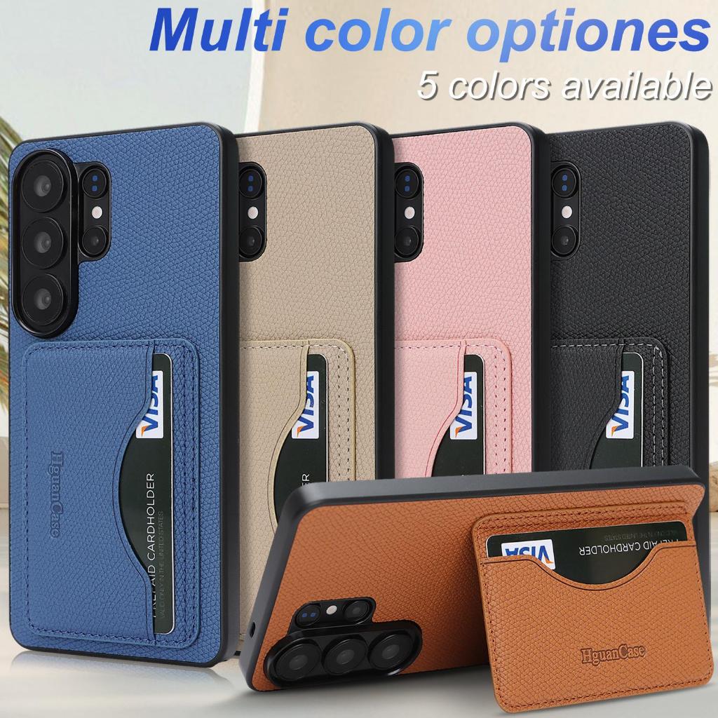 เคสโทรศัพท์พร้อมที่ใส่การ์ดและขาตั้ง ใช้ได้กับ Samsung S Series & A Series (S26 Ultra, S25, S24, S23 Ultra, A57, A56, A55, A35, A17, A16, A15)