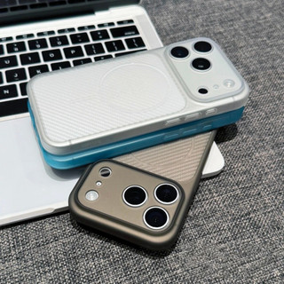 【Large Window/Carbon fiber texture/Semi-permeable TPU soft case】เคส compatible for iPhone 12 13 14 15 16 17 Pro Max case