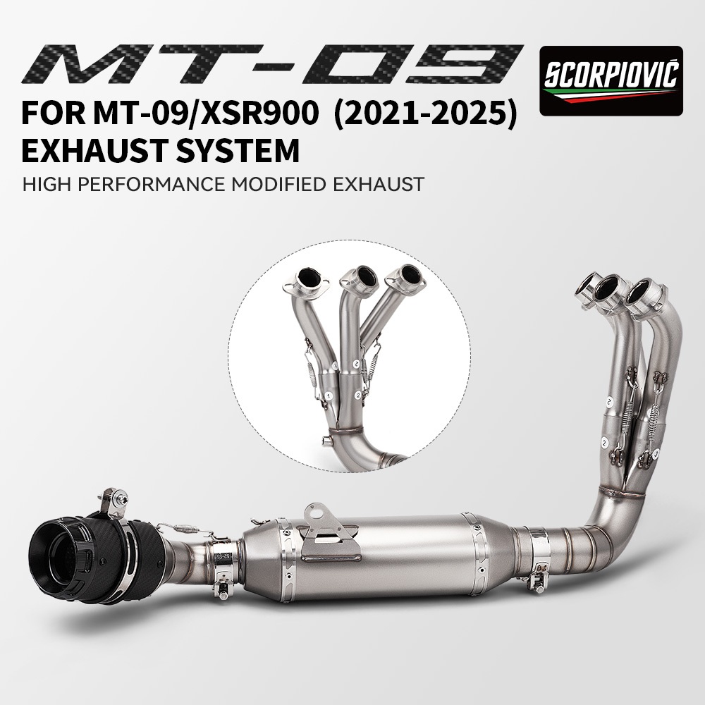ดัดแปลงท่อไอเสียด้านหน้า Link ท่อ Complete Muffler System Fit MT09 MT-09 FZ09 XSR900 2021-2025