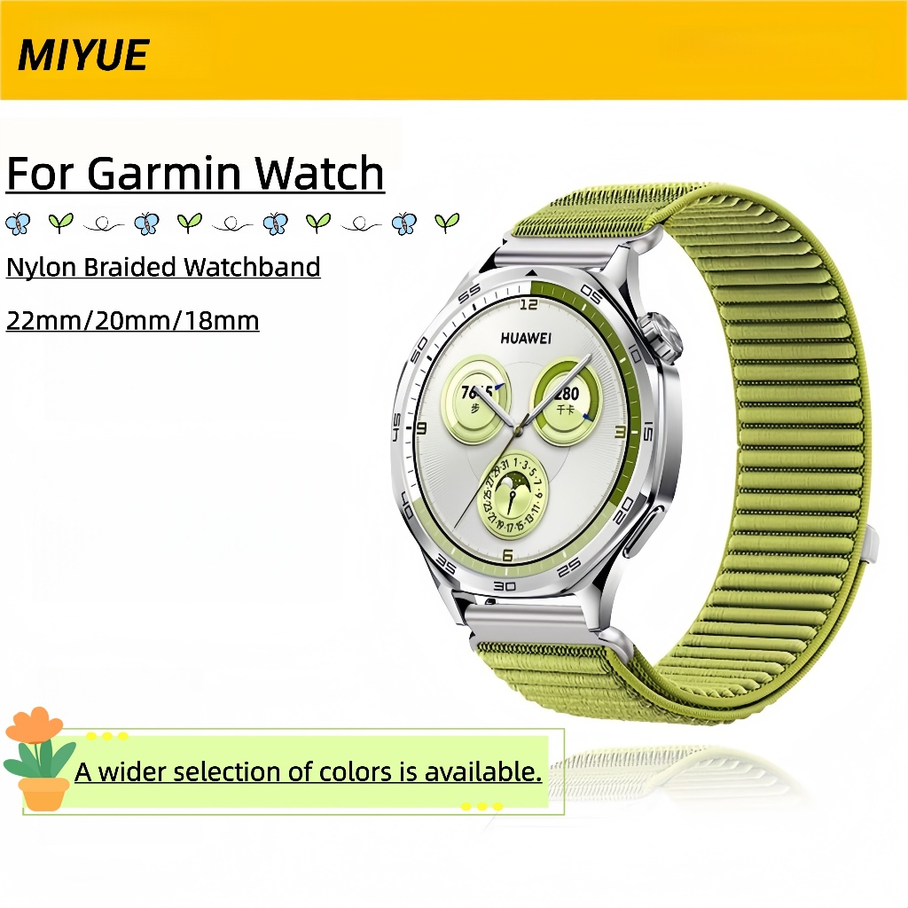 สําหรับผู้เบิกทาง Garmin 570/265/255/745/245/165/168 สําหรับ Garmin vivoactive 5/4/3/Venu 4 45 มม.41 มม./3/3S/2/2S ไนลอนสร้อยข้อมือถักสายรัดข้อมือ Garmin นาฬิกาอุปกรณ์เสริม