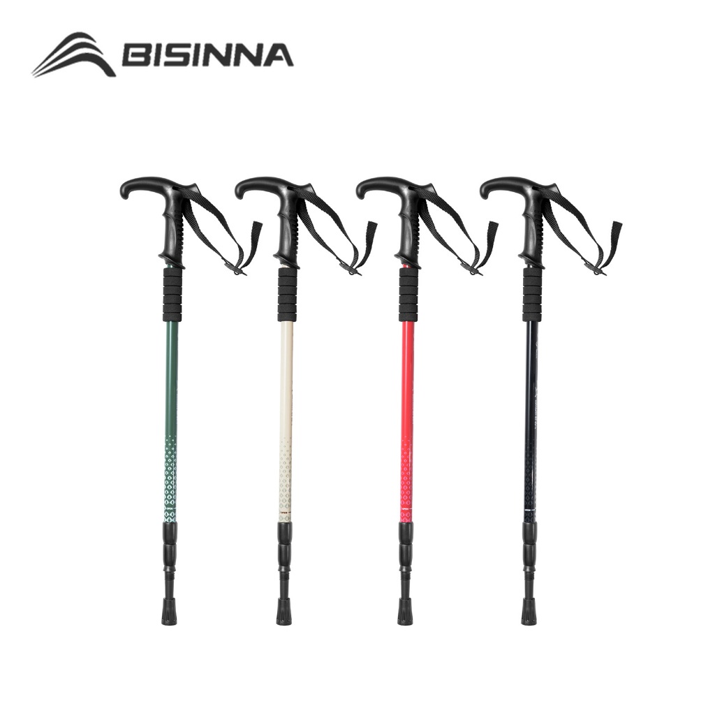BISINNA ไม้เท้าเดินป่าอะลูมิเนียมอัลลอยด์ น้ำหนักเบาสุด ๆ แบบยืดหด เหมาะสำหรับ hiking และ climbing กลางแจ้ง