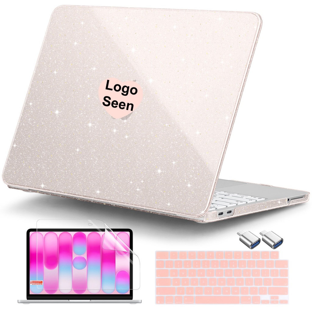 Sparkly Glitter Case สําหรับ MacBook Neo Case 13 นิ้ว 2026 Release รุ่น A3404 A18 Pro ชิปพร้อมฝาครอบคีย์บอร์ดและScreenFilm & 2 อะแดปเตอร์ USB C