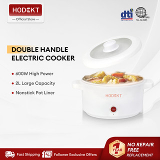 HODEKT Mini Rice Cooker Multi-Functional Machine Non-StickInner Pot 20CM 2.0L 2 Level Heat Easy To Clean