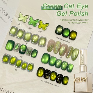 XEIJAYI 15ml - Night Shadow Star Bamboo Series ยาทาเล็บเจล, สีเขียวแคทอายสุดอินเทรนด์ เหมาะสำหรับทุกฤดูกาล