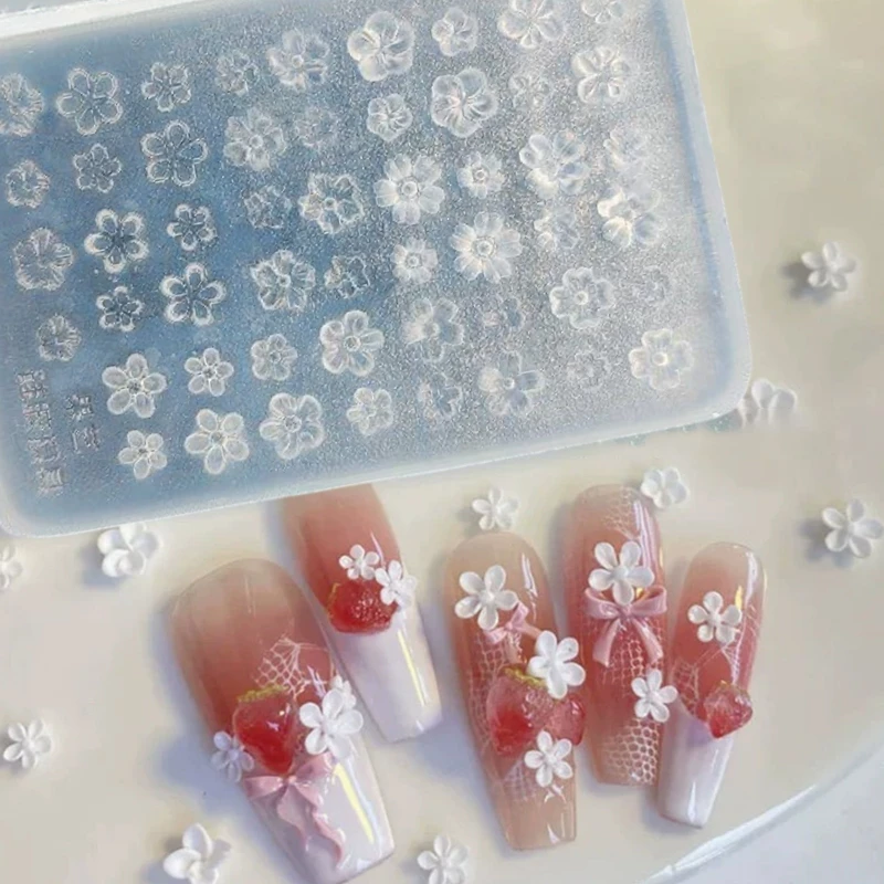 DSTH 1 ชิ้นซิลิโคนเล็บแม่พิมพ์ดอกไม้สไตล์ฝรั่งเศสห้ากลีบดอกไม้ 3D บรรเทาเล็บแม่แบบตกแต่งเล็บเล็บเครื่องมือ HOT