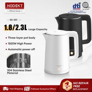 HODEKT Electric Kettle 1.8L/2.3L Capacity Electric Heater Stainless Steel Material Prevent burns