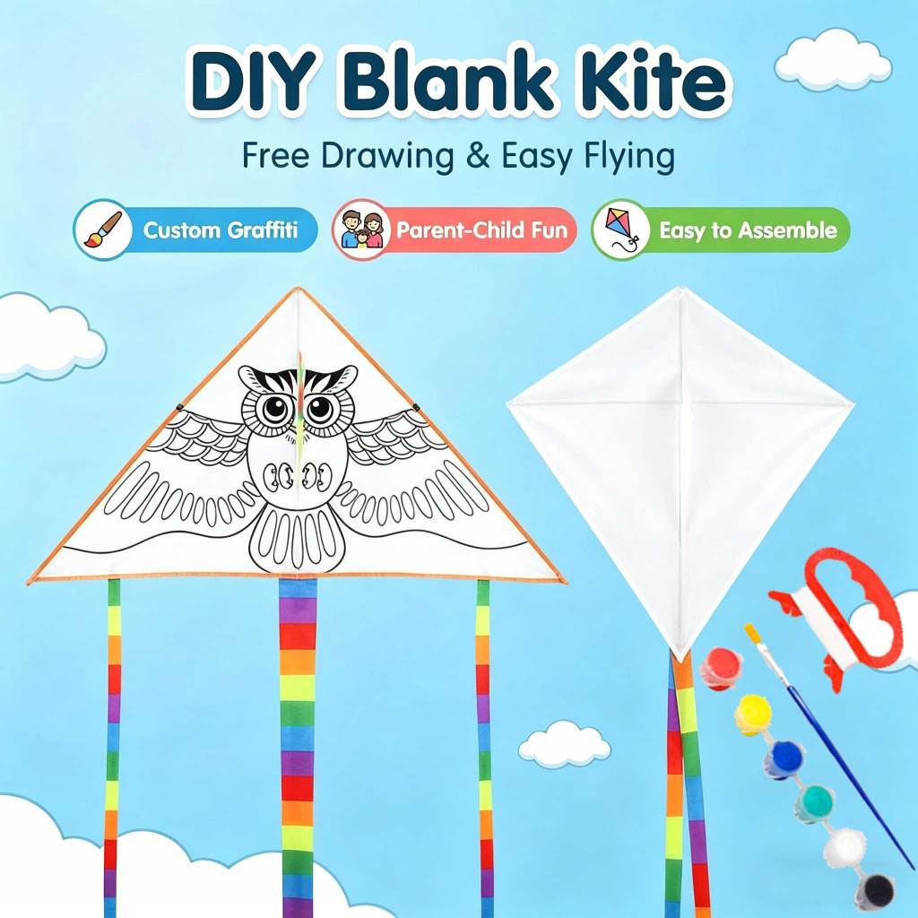 เด็กเปล่า Diy ภาพวาด Kite สอน Handle Line string ของเล่นกลางแจ้ง Flying Albatross Delta Kites