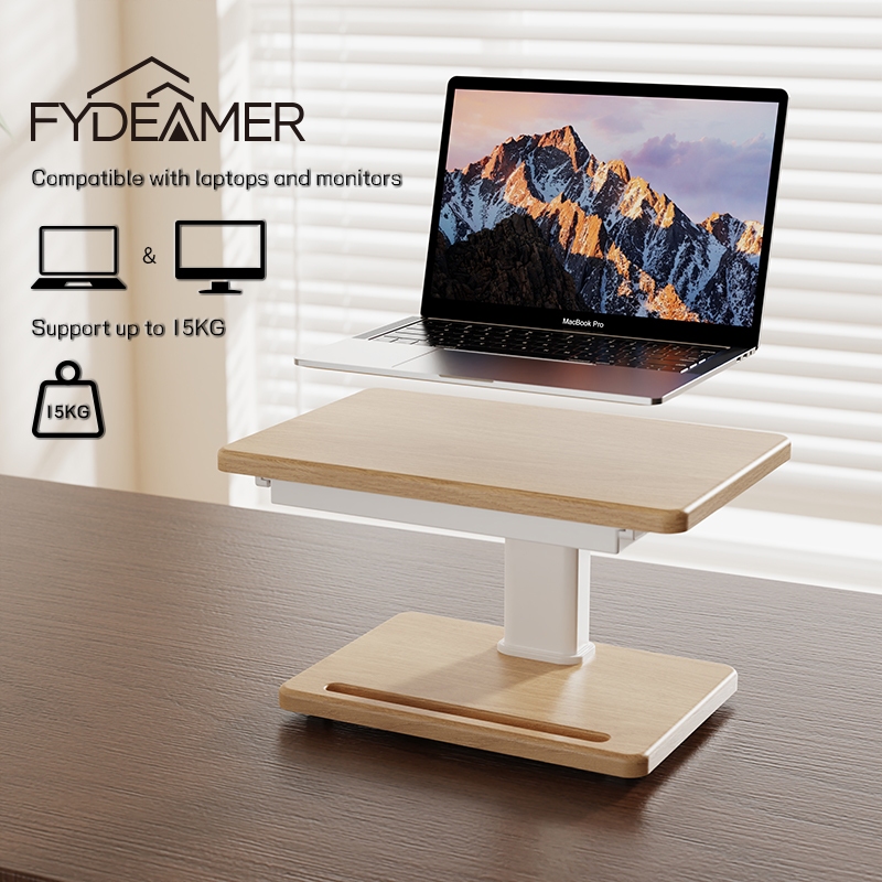 FYDEAMER ขาตั้งจอปรับระดับเนียน 15-20.5ซม. ไร้ขีดจำกัด พร้อมลิ้นชัก จอคอม/โน๊ตบุ๊ค ทำงานที่บ้าน MR07