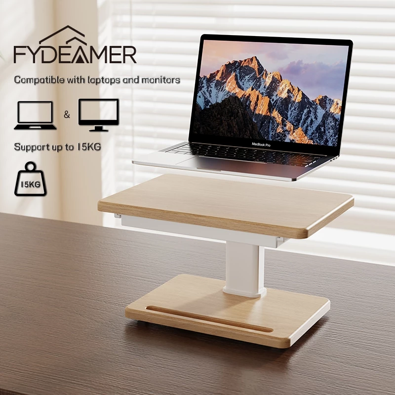 FYDEAMER MR07 ขาตั้งจอปรับระดับเนียน 15-20.5ซม. ไร้ขีดจำกัด พร้อมลิ้นชัก จอคอม/โน๊ตบุ๊ค ทำงานที่บ้าน