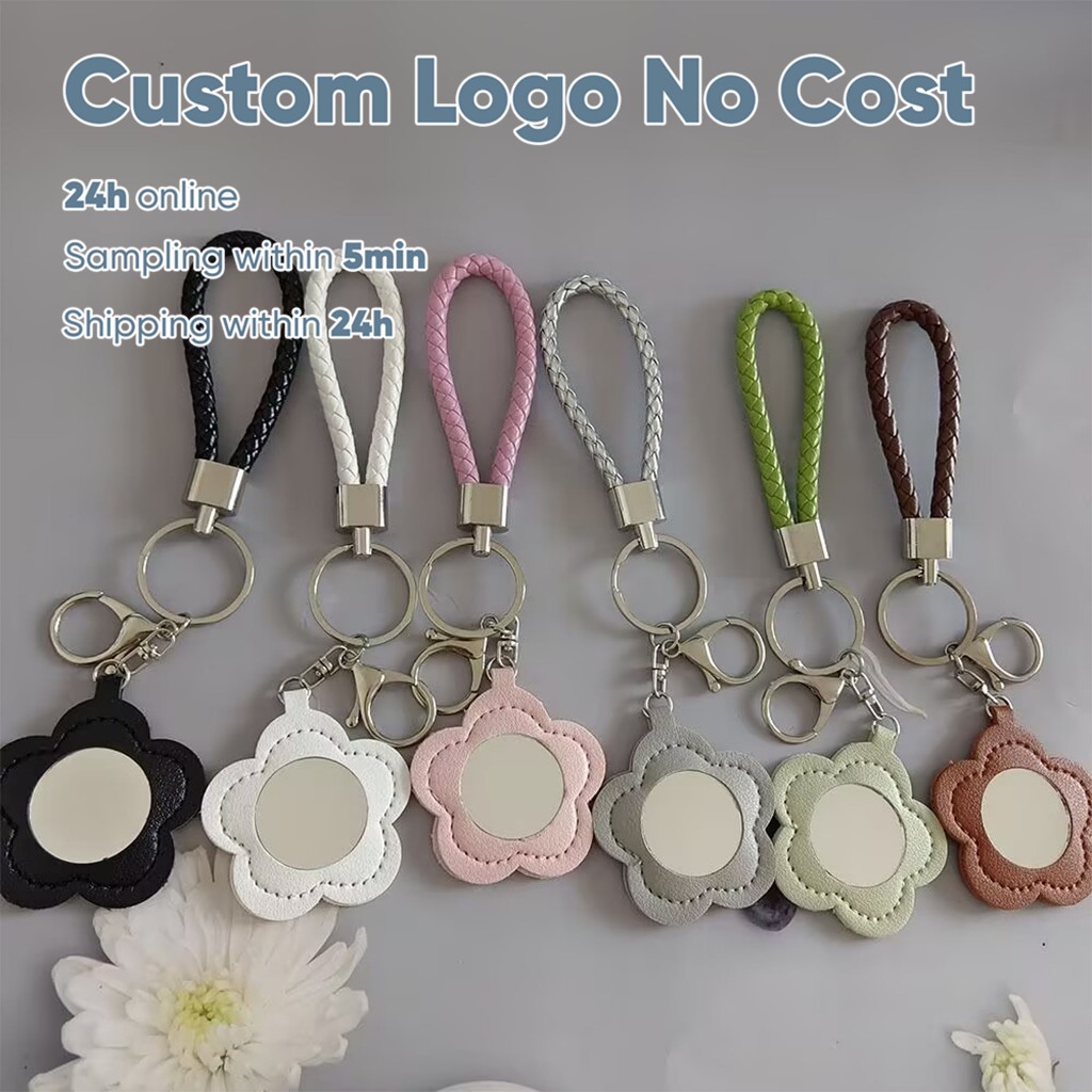 ฟรีส่วนบุคคลมินิกระจกแต่งหน้าพร้อมพวงกุญแจแบบพกพาดอกไม้ที่เรียบง่ายพวงกุญแจสร้างสรรค์กระเป๋าน่ารักจี้ของขวัญวันเกิด