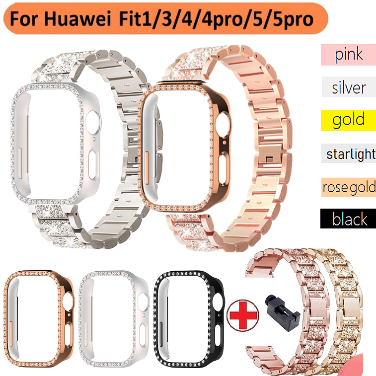 Diamond สาย Huawei watch Fit 4 + เคส Huawei Watch Fit 4 pro Strap Watch huawei watch fit 3 สาย Huawe