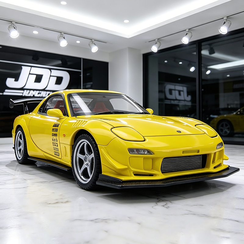ใหม่ 1:32 Mazda RX7 FD3S JDM รถรุ่นเสียงและแสงดึงกลับรถสะสมวันเกิด