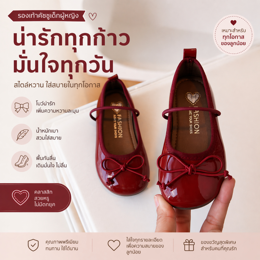 รองเท้าแฟลตสไตล์เจ้าหญิงสำหรับเด็ก แบบสบาย ๆ ตามสมัยนิยมในฤดูใบไม้ผลิและใบไม้ร่วง