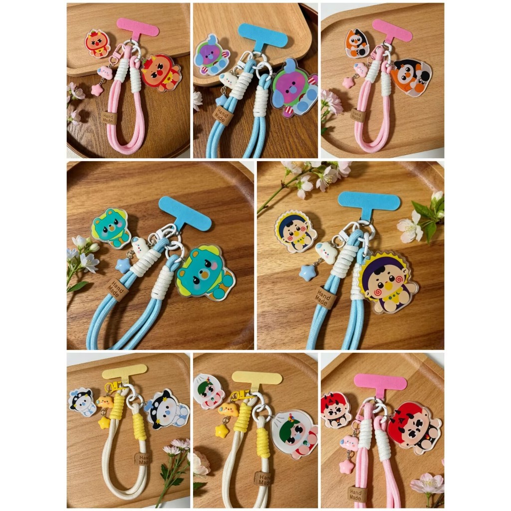 GMMtv Mascot โทรศัพท์มือถือ Charm พวงกุญแจกระเป๋าจี้ที่ถอดออกได้ประกอบน่ารักสามารถผ่านดาวฟรีคลิป iphone