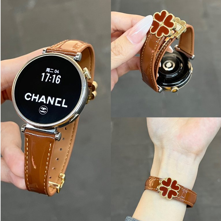 สายรัดข้อมือหนังแท้เหมาะสําหรับ Huawei GT6/GT5 (41 มม.) gt4/gt5pro สายหนัง watch5 หัวเข็มขัดแม่เหล็กสาว 18mm20mm22mm