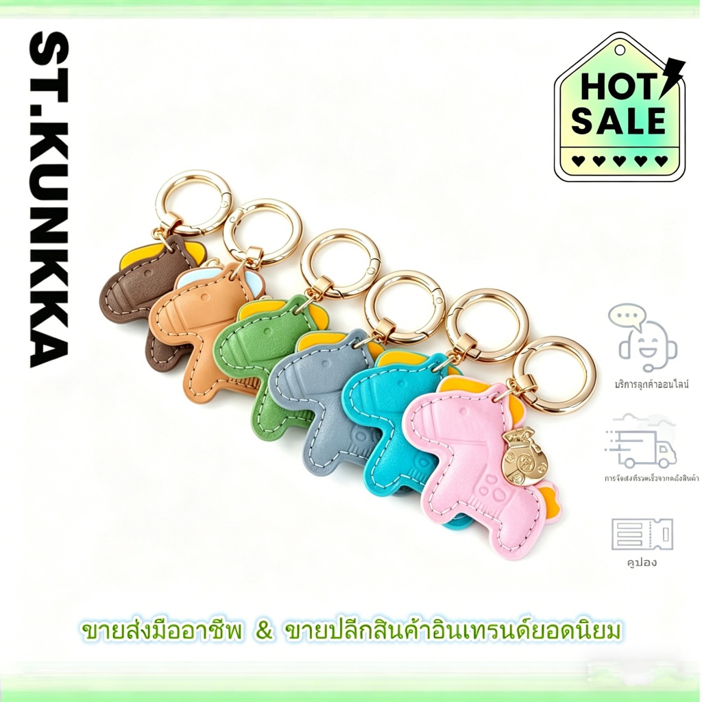 ของขวัญปีมะเมีย พวงกุญแจหนังรูปม้า เข็มกลัดแหวนสปริง น่ารัก สำหรับกุญแจ-กระเป๋า-ในรถ