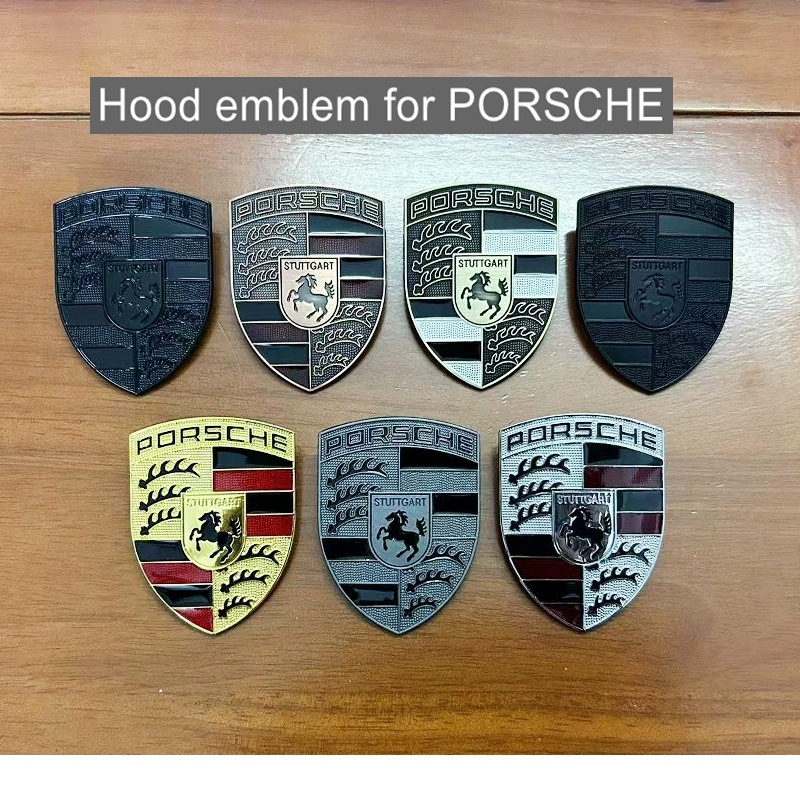 โลโก้ฝากระโปรงสําหรับ PORSCHE 911 MACAN 718 Panamera Cayman ฝากระโปรงสัญลักษณ์หน้า