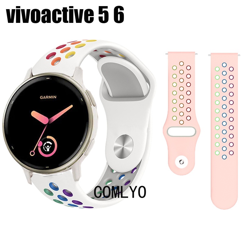 For Garmin Vivoactive 5 6 สมาร์ทสายนาฬิกาซิลิโคนสายรุ้งกีฬานุ่มวงผู้หญิงผู้ชายสายรัดข้อมือ