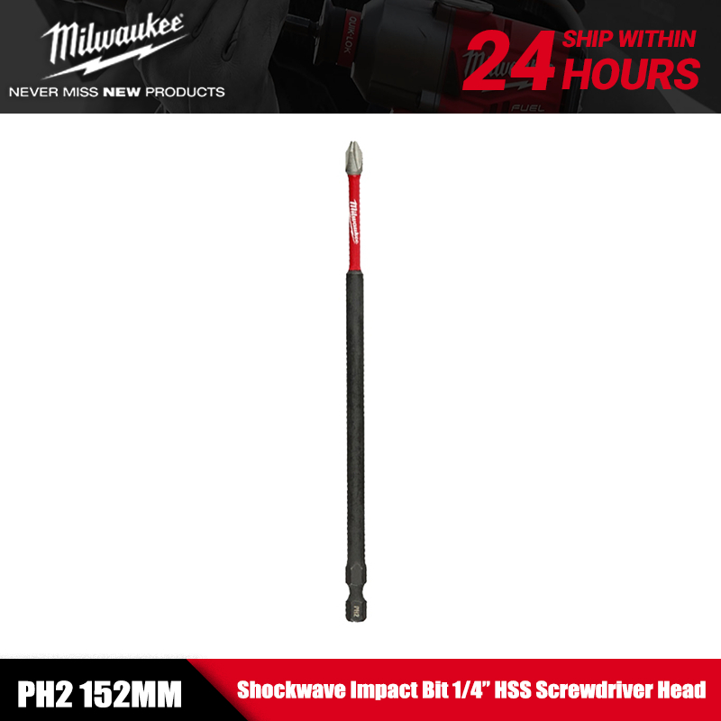 Milwaukee PH2 152 มม.1 ชิ้น Shockwave Impact Bit1/4 "HSS ไขควงหัวช่างไม้รูเครื่องมือสิ่งที่แนบมา