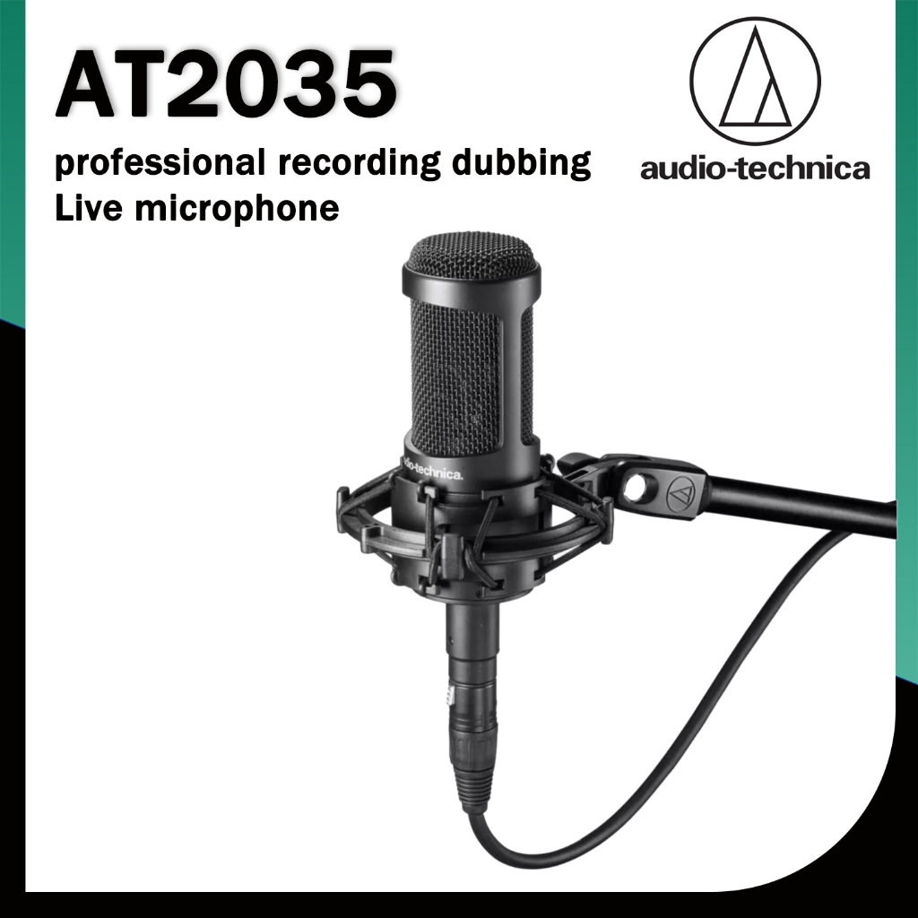 Audio-technica AT2035 ไมโครโฟนสดมืออาชีพบันทึกการทําสําเนาสตูดิโอการแสดงบนเวทีไมโครโฟนคอนเดนเซอร์แบบ