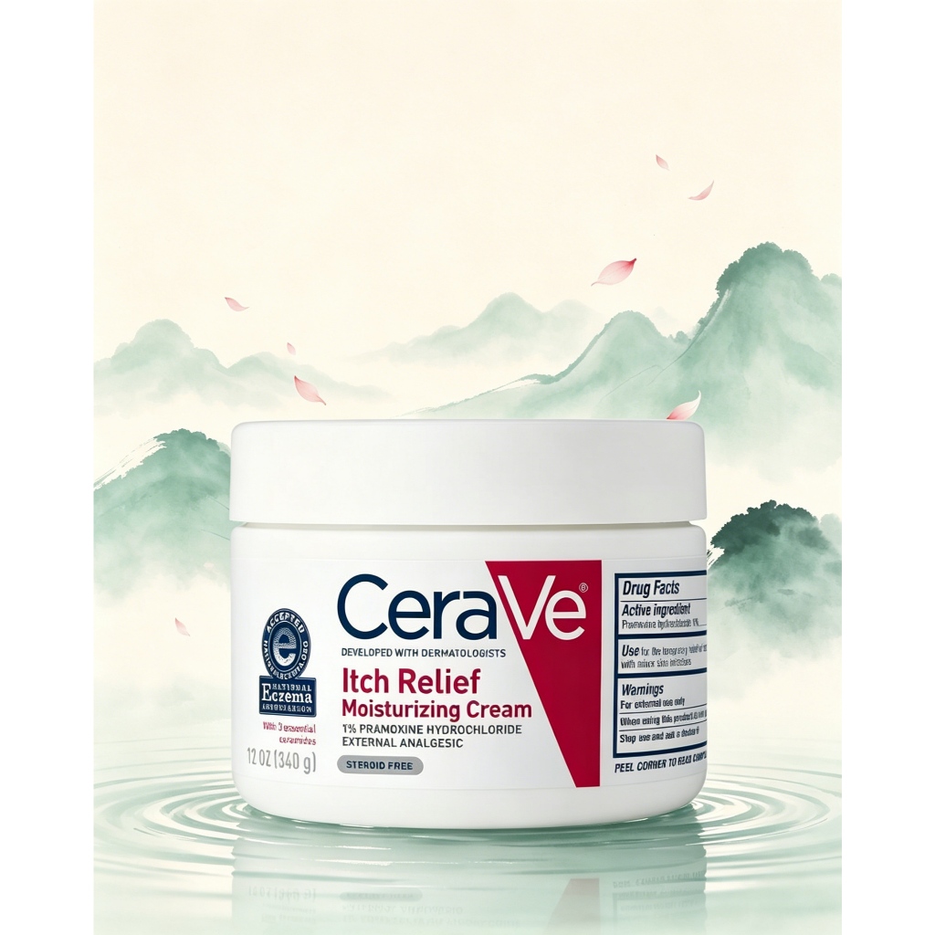 American CeraVe Itch Relief Moisturizing Cream, Ceramide Steroid-Free Repair Cream สําหรับผิวคัน, 34