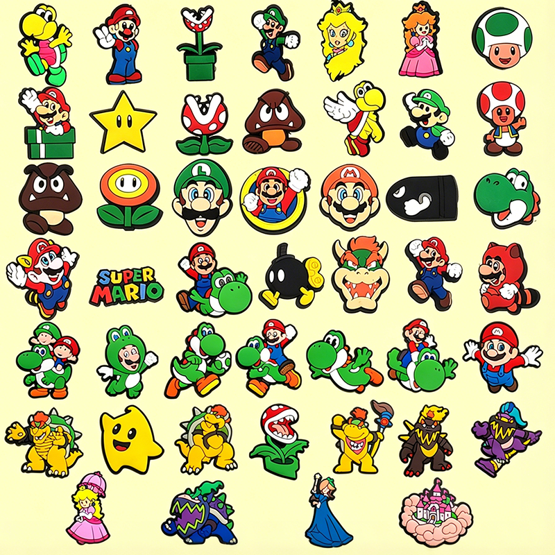 การ์ตูน Super Mario Series - รองเท้า charms PVC สำหรับการประดับ clogs และรองเท้าแตะ DIY