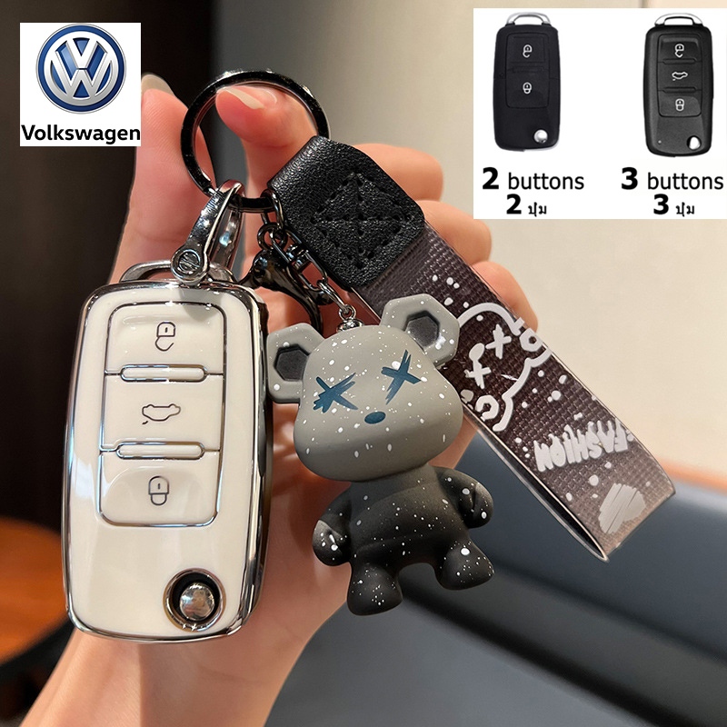 Volkswagen Caravelle ที่ใส่กุญแจรถแบบพับได้ Golf Tiguan Polo Passat Jetta Touran Sharan เคสกุญแจรีโมทแบบพลิก Volkswagen ราคา ถูกที่สุด ดีลบีเคเค แกลเลอรีภาพที่ 4