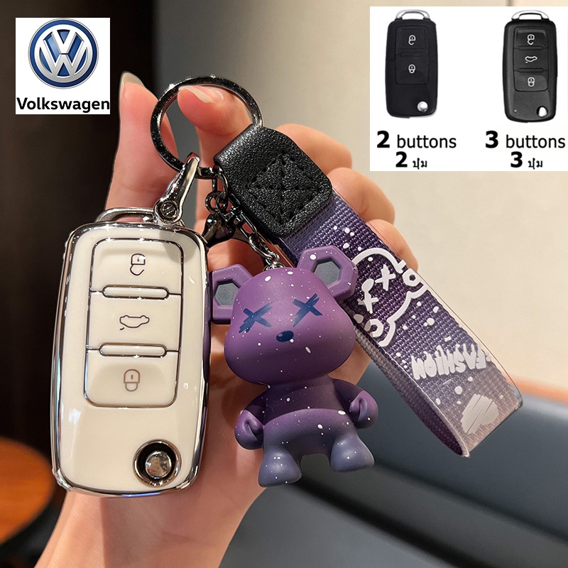Volkswagen Caravelle ที่ใส่กุญแจรถแบบพับได้ Golf Tiguan Polo Passat Jetta Touran Sharan เคสกุญแจรีโมทแบบพลิก Volkswagen ราคา ถูกที่สุด ดีลบีเคเค แกลเลอรีภาพที่ 6