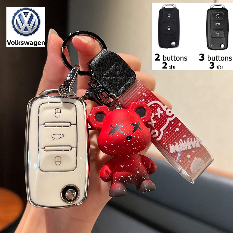 Volkswagen Caravelle ที่ใส่กุญแจรถแบบพับได้ Golf Tiguan Polo Passat Jetta Touran Sharan เคสกุญแจรีโมทแบบพลิก Volkswagen ราคา ถูกที่สุด ดีลบีเคเค แกลเลอรีภาพที่ 3