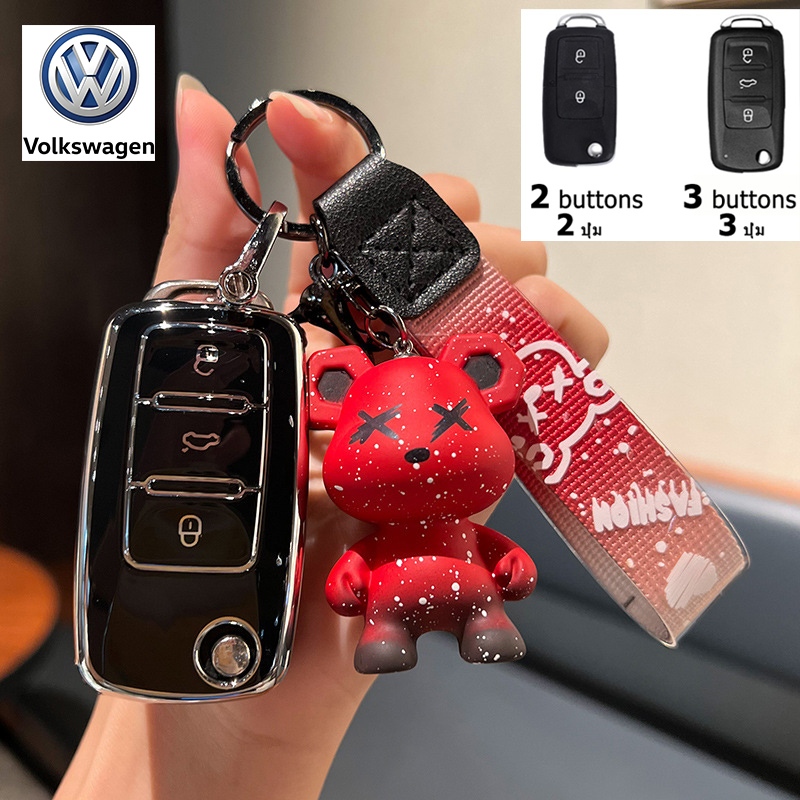 Volkswagen Caravelle ที่ใส่กุญแจรถแบบพับได้ Golf Tiguan Polo Passat Jetta Touran Sharan เคสกุญแจรีโมทแบบพลิก Volkswagen ราคา ถูกที่สุด ดีลบีเคเค แกลเลอรีภาพที่ 7