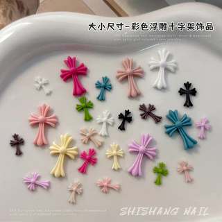 Rou Bao 50 ชิ้นเล็บที่มีสีสัน Cross เรซิ่นเล็บ Art DIY Charms ตกแต่ง