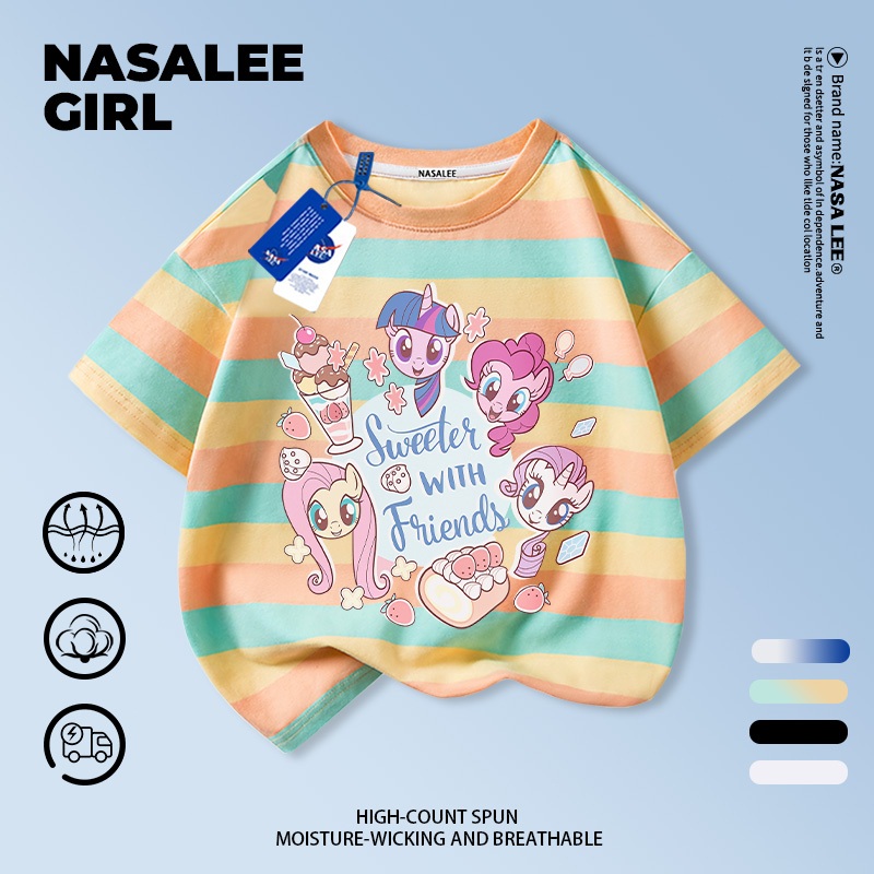 【จัดส่งวันเดียวกัน】เสื้อยืดผ้าฝ้ายสีขาวสำหรับเด็ก ลายม้าโพนี่น่ารัก ระบายอากาศได้ดี เหมาะสำหรับหน้าร้อน แขนสั้น เหมาะสำหรับเด็กหญิงอายุ 3-16 ปี ราคา ถูกที่สุด ดีลบีเคเค แกลเลอรีภาพที่ 6