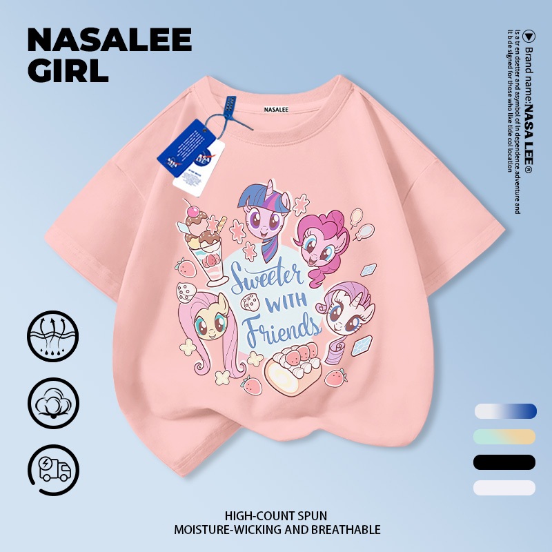 【จัดส่งวันเดียวกัน】เสื้อยืดผ้าฝ้ายสีขาวสำหรับเด็ก ลายม้าโพนี่น่ารัก ระบายอากาศได้ดี เหมาะสำหรับหน้าร้อน แขนสั้น เหมาะสำหรับเด็กหญิงอายุ 3-16 ปี ราคา ถูกที่สุด ดีลบีเคเค แกลเลอรีภาพที่ 8