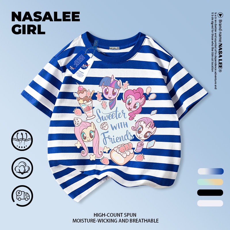 【จัดส่งวันเดียวกัน】เสื้อยืดผ้าฝ้ายสีขาวสำหรับเด็ก ลายม้าโพนี่น่ารัก ระบายอากาศได้ดี เหมาะสำหรับหน้าร้อน แขนสั้น เหมาะสำหรับเด็กหญิงอายุ 3-16 ปี ราคา ถูกที่สุด ดีลบีเคเค แกลเลอรีภาพที่ 7