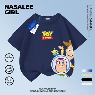 [จัดส่งในวันเดียวกัน] เด็กผ้าฝ้ายสีฟ้าเสื้อยืดการ์ตูนสนุกพิมพ์ฤดูร้อนเสื้อผ้าระบายอากาศแขนสั้นเหมาะสําหรับ 3-16 ชายหญิง