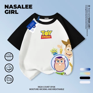 [จัดส่งในวันเดียวกัน] เด็กผ้าฝ้ายสีฟ้าเสื้อยืดการ์ตูนสนุกพิมพ์ฤดูร้อนเสื้อผ้าระบายอากาศแขนสั้นเหมาะสําหรับ 3-16 ชายหญิง
