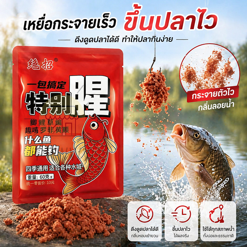 เหยื่อสำหรับตกปลา อาหารสำหรับตกปลาได้ทุกชนิด เหยื่อตกปลารวม