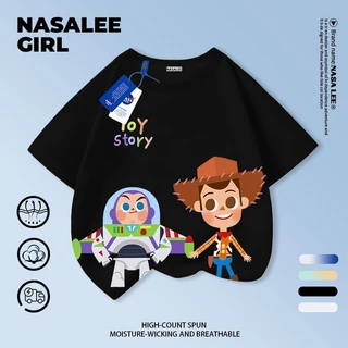 [จัดส่งภายในวันเดียว] เสื้อยืดการ์ตูนสีฟ้าและขาว สำหรับเด็กและเยาวชน อายุ 3-16 ปี ทำจากผ้าฝ้ายระบายอากาศ